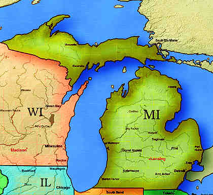 &copy; 1998 WriteLine. Michigan map