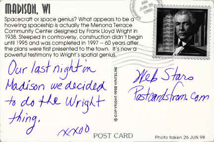 All images Copyright &copy; 1997 - 2000 WriteLine. All Rights Reserved. Frank Lloyd Wright postage stamp