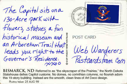 All images Copyright &copy; 1997 - 2000 WriteLine. All Rights Reserved. North Dakota state flag postage stamp