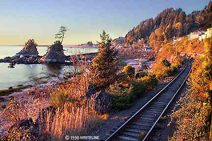 All images Copyright &copy; 1997 - 2000 WriteLine. All Rights Reserved. sunset on the coast of Oregon