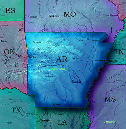 &copy; 1998 WriteLine. Map Arkansas