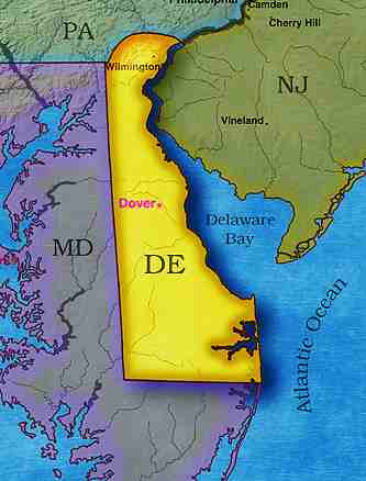 &copy; 2000 WriteLine. Map Delaware