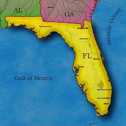 &copy; 2000 WriteLine. Map Florida