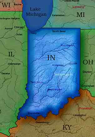 &copy; 1999 WriteLine. Indiana Map