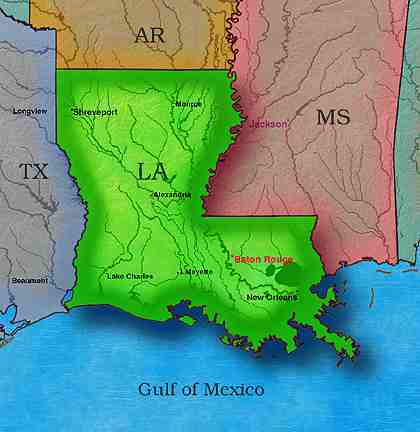 &copy; 2000 WriteLine. Louisiana map