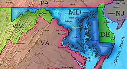 &copy; 2000 WriteLine. Maryland map