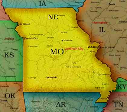 &copy; 1999 WriteLine. Missouri map