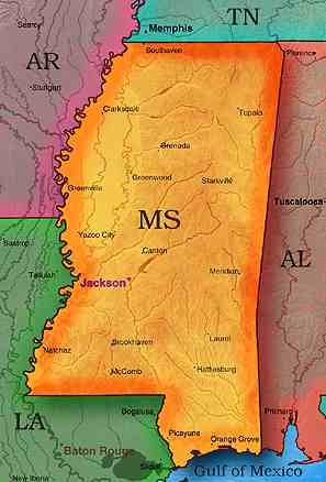 &copy; 2000 WriteLine. Mississippi map