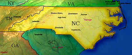 &copy; 2000 WriteLine. North Carolina map