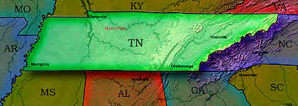 &copy; 1999 WriteLine. Tennessee map