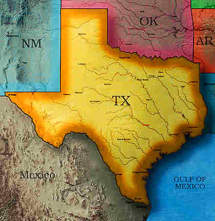 &copy; 1999 WriteLine. Texas map