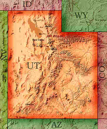 &copy; 1998 WriteLine. Utah map