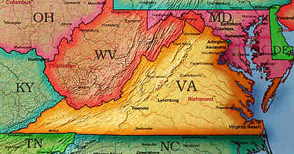 &copy; 2000 WriteLine. Virginia map