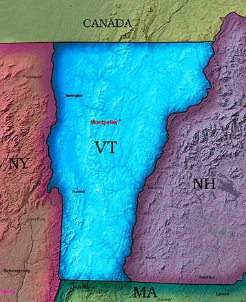 &copy; 2005 WriteLine. Vermont Map