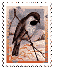 Copyright © 1997 WriteLine. All Rights Reserved. Chickadee bird stamp