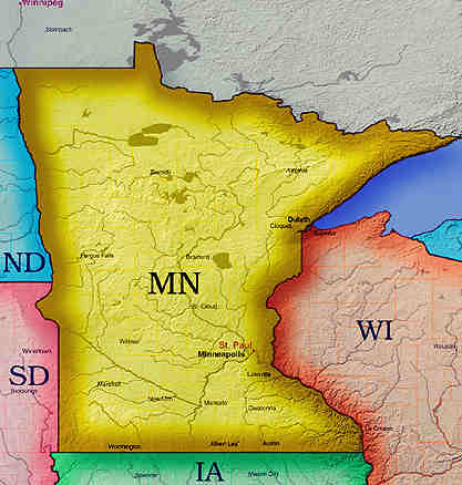 © 1998 WriteLine. Minnesota map