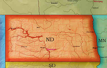 © 1998 WriteLine. North Dakota map