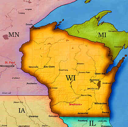 © 1998 WriteLine. Wisconsin map