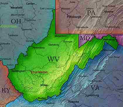 © 1999 WriteLine. West Virginia map